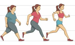 mujer caminando y corriendo con sobrepeso
